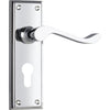 Door Lever Camden Euro Pair Chrome Plated H152xW50xP60mm in Chrome Plated