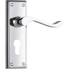 Door Lever Camden Euro Pair Chrome Plated H152xW50xP60mm in Chrome Plated