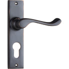 Door Lever Fremantle Euro Pair Antique Copper H150xW35xP50mm in Antique Copper