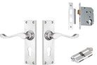 Door Lever Victorian Chrome Plated Key / Key Entrance Set in Chrome Plated