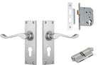 Door Lever Victorian Satin Chrome Key / Key Entrance Set in Satin Chrome
