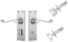 Door Lever Victorian Satin Chrome Privacy Set in Satin Chrome