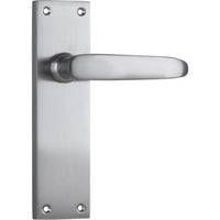 Door Lever Balmoral Latch Pair Satin Chrome H156xW42xP46mm in Satin Chrome