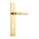 Door Lever Sarlat Rectangular Euro Polished Brass CTC85mm H240xW38xP55mm in Polished Brass