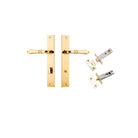 Door Lever Sarlat Rectangular Privacy Polished Brass CTC85mm H240xW38xP55mm Privacy Kit, Tube Latch Split Cam 'T' Striker Polished Brass Backset 60mm, Privacy Bolt Round Bolt Polished Brass Backset 60mm in Polished Brass