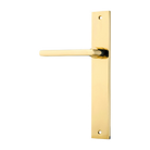 Door Lever Baltimore Rectangular Latch Left Hand Fixed Polished Brass L118xP54mm BPH240xW38mm in Polished Brass