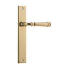 Door Lever Verona on Long Backplate Polished Brass H237xW50xP59mm in Polished Brass