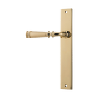 Door Lever Verona Rectangular Latch Left Hand Fixed Polished Brass L122xP56mm BPH240xW38mm in Polished Brass