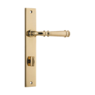 Door Lever Verona Rectangular Privacy Polished Brass CTC85mm H240xW38xP59mm in Polished Brass