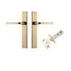 Door Lever Annecy Rectangular Latch Polished Brass H240xW38xP65mm Passage Kit, Tube Latch Split Cam 'T' Striker Polished Brass Backset 60mm in Polished Brass