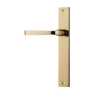 Door Lever Annecy Rectangular Latch Left Hand Fixed Polished Brass L117xP63mm BPH240xW38mm in Polished Brass