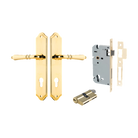 Door Lever Sarlat Shouldered Euro Polished Brass CTC85mm H250xW48xP57mm Entrance Kit Mortice Lock Euro Polished Brass CTC85mm Backset 60mm, Euro Cylinder Dual Function 5 Pin Polished Brass L65mm KA1 in Polished Brass