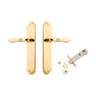 Door Lever Sarlat Shouldered Latch Polished Brass H250xW48xP57mm Passage Kit Tube Latch Split Cam 'T' Striker Polished Brass Backset 60mm in Polished Brass
