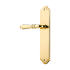 Door Lever Sarlat Shouldered Latch Left Hand Fixed Polished Brass L111xP55mm BPH250xW48mm in Polished Brass