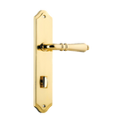 Door Lever Sarlat Shouldered Privacy Polished Brass CTC85mm H250xW48xP57mm in Polished Brass