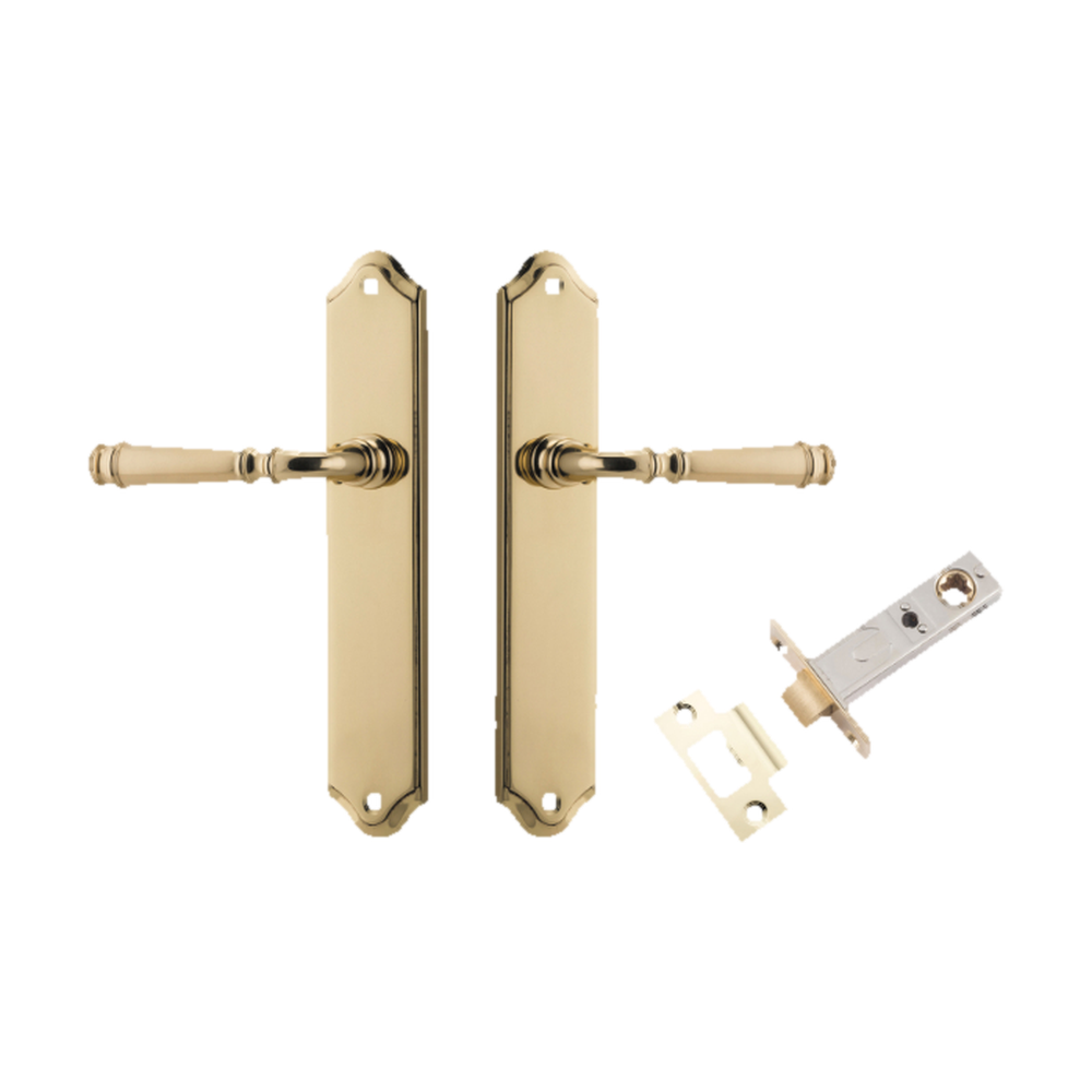 Door Lever Verona Shouldered Latch Polished Brass H240xW50xP59mm Passage Kit Tube Latch Split Cam 'T' Striker Polished Brass Backset 60mm in Polished Brass