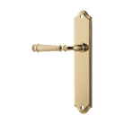 Door Lever Verona Shouldered Latch Left Hand Fixed Polished Brass L122xP58mm BPH250xW48mm in Polished Brass