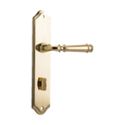 Door Lever Verona Shouldered Privacy Polished Brass CTC85mm H240xW50xP59mm in Polished Brass