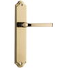 Door Lever Annecy on Shouldered Backplate Polished Brass H237xW50xP65mm in Polished Brass