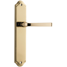 Door Lever Annecy on Shouldered Backplate Polished Brass H237xW50xP65mm in Polished Brass