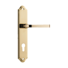 Door Lever Annecy Shouldered Euro Polished Brass CTC85mm H240xW50xP65mm in Polished Brass