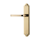 Door Lever Annecy Shouldered Latch Left Hand Fixed Polished Brass L117xP65mm BPH250xW48mm in Polished Brass