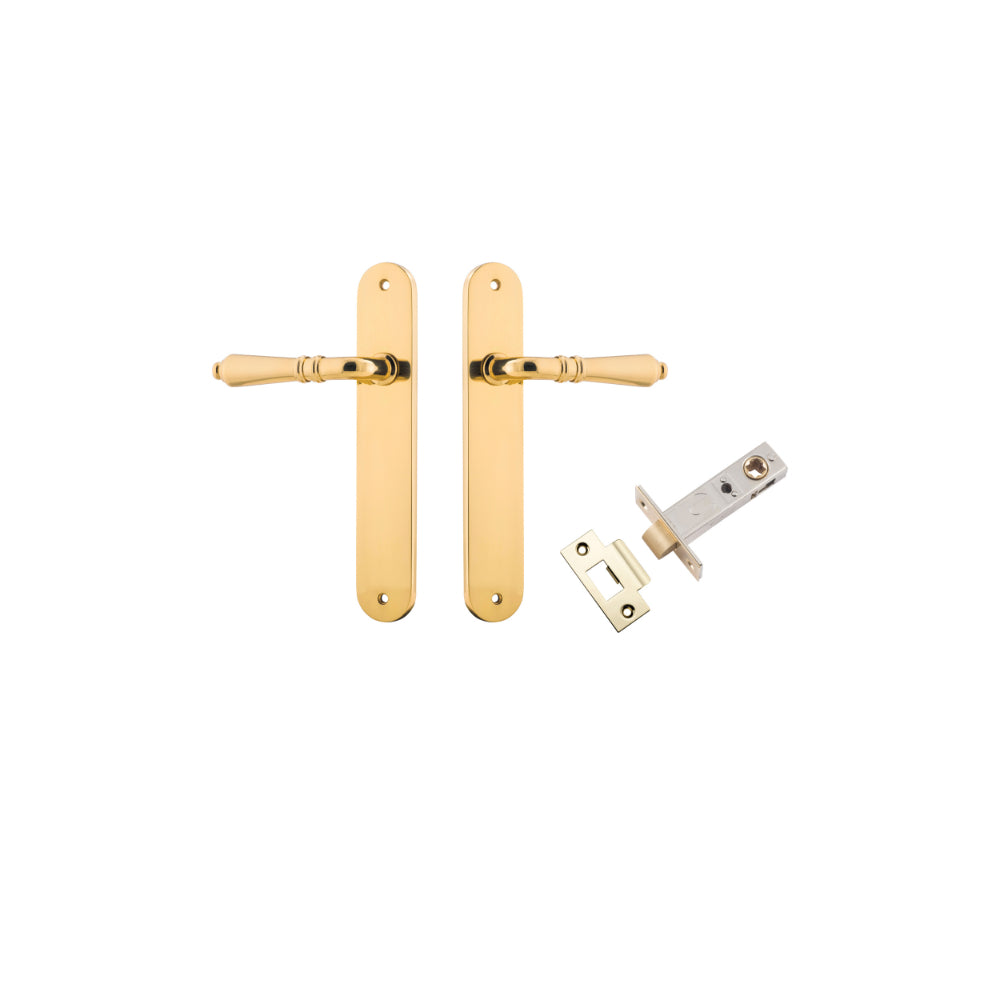 Door Lever Sarlat Oval Latch Polished Brass H240xW40xP55mm Passage Kit Tube Latch Split Cam 'T' Striker Polished Brass Backset 60mm in Polished Brass