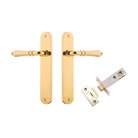 Door Lever Sarlat Oval Latch Polished Brass H240xW40xP55mm Passage Kit Tube Latch Split Cam 'T' Striker Polished Brass Backset 60mm in Polished Brass