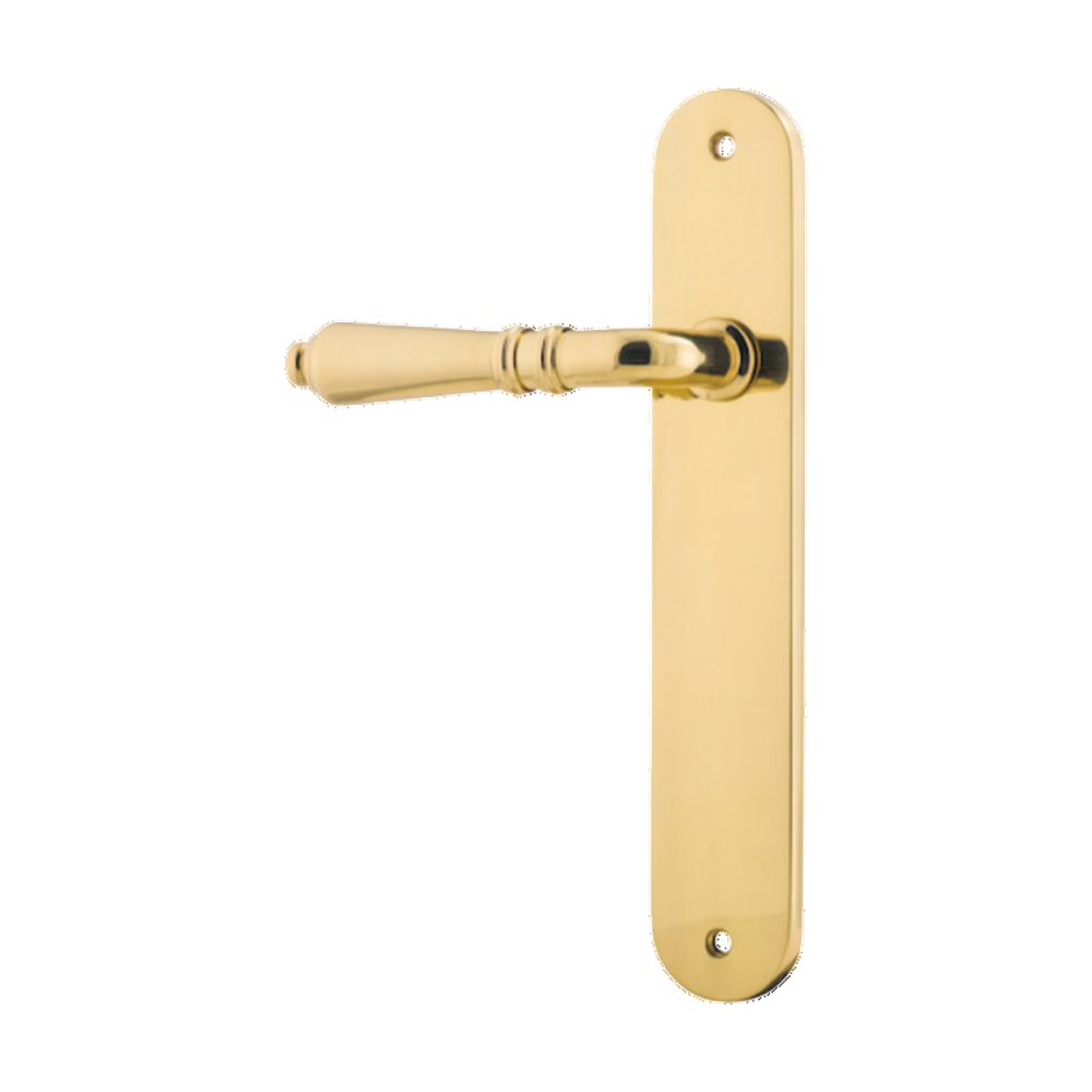 Door Lever Sarlat Oval Latch Left Hand Fixed Polished Brass L111xP53mm BPH240xW40mm in Polished Brass