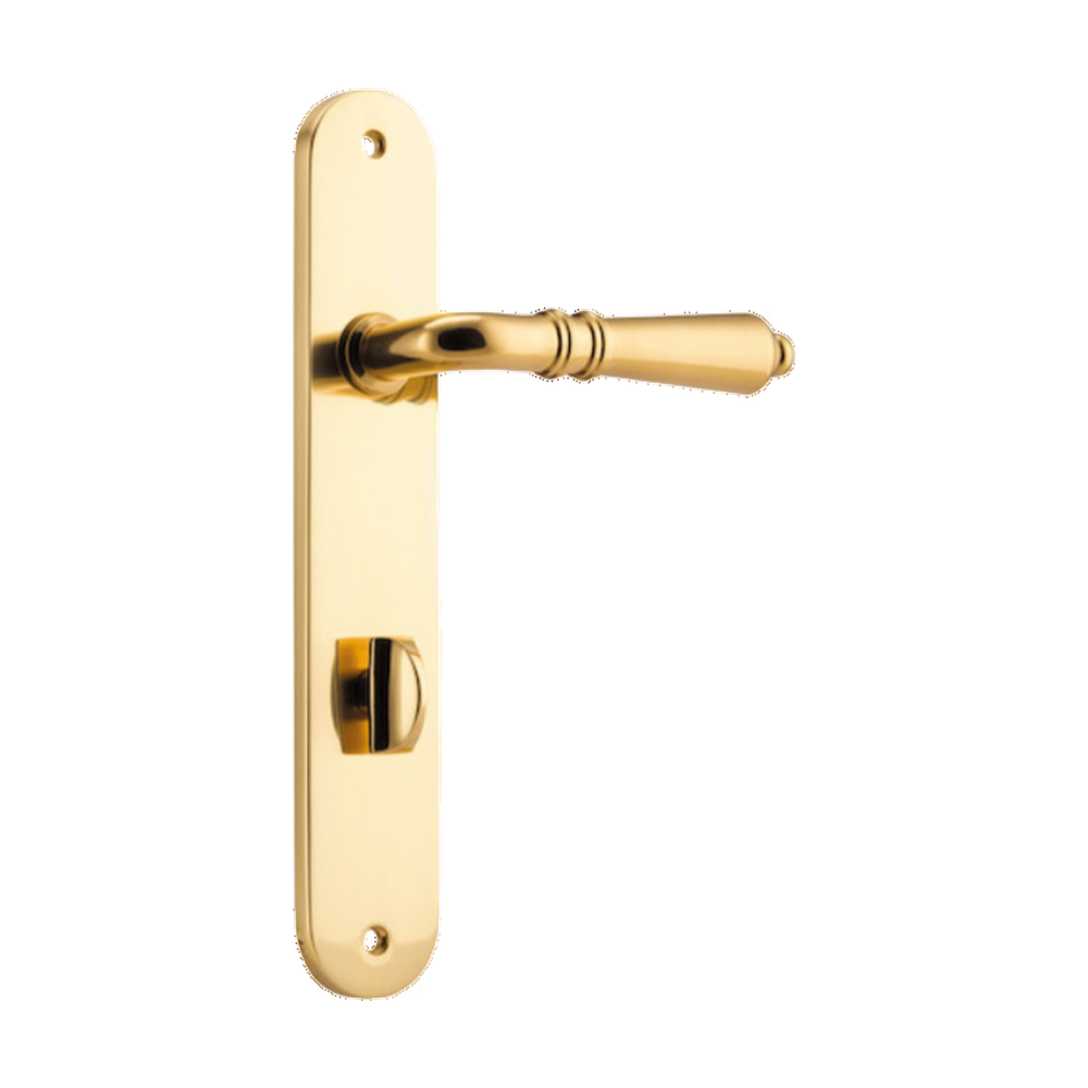 Door Lever Sarlat Oval Privacy Polished Brass CTC85mm H240xW40xP55mm in Polished Brass