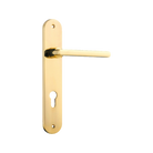 Door Lever Baltimore Oval Euro Polished Brass CTC85mm H240xW40xP55mm in Polished Brass