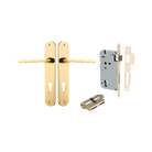 Door Lever Baltimore Oval Euro Polished Brass CTC85mm H240xW40xP55mm Entrance Kit Mortice Lock Euro Polished Brass CTC85mm Backset 60mm, Euro Cylinder Dual Function 5 Pin Polished Brass L65mm KA1 in Polished Brass