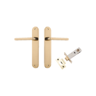 Door Lever Baltimore Oval Latch Polished Brass H240xW40xP55mm Passage Kit Tube Latch Split Cam 'T' Striker Polished Brass Backset 60mm in Polished Brass