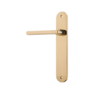 Door Lever Baltimore Oval Latch Left Hand Fixed Polished Brass L118xP54mm BPH240xW40mm in Polished Brass