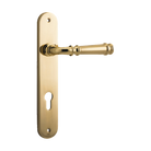 Door Lever Verona Oval Euro Polished Brass CTC85mm H240xW40xP59mm in Polished Brass