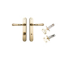 Door Lever Verona Oval Privacy Polished Brass CTC85mm H240xW40xP59mm Inbuilt Privacy Kit Tube Latch Split Cam 'T' Striker Polished Brass Backset 60mm, Privacy Bolt Round Bolt Polished Brass Backset 60mm in Polished Brass