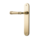 Door Lever Verona Oval Latch Left Hand Fixed Polished Brass L122xP56mm BPH240xW40mm in Polished Brass