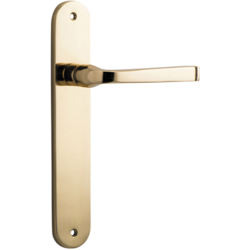 Door Lever Annecy Oval Latch Polished Brass H240xW40xP62mm in Polished Brass