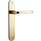 Pair of Iver Annecy lever handles on oval backplates, featuring sleek chrome finish and modern design for bathroom or kitchen fixtures