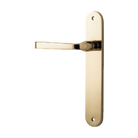 Door Lever Annecy Oval Latch Left Hand Fixed Polished Brass L117xP63mm BPH240xW40mm in Polished Brass