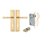 Door Lever Sarlat Stepped Polished Brass Key / Key Entrance Kit in Polished Brass