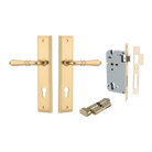 Door Lever Sarlat Stepped Polished Brass Key / Thumb Entrance Kit in Polished Brass