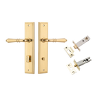 Door Lever Sarlat Stepped Polished Brass Privacy Kit in Polished Brass