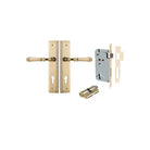 Door Lever Verona Stepped Euro Polished Brass CTC85mm H240xW50xP59mm Entrance Kit Mortice Lock Euro Polished Brass CTC85mm Backset 60mm, Euro Cylinder Dual Function 5 Pin Polished Brass L65mm KA1 in Polished Brass