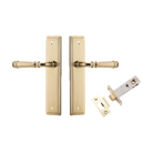 Pair of Iver Verona lever handles on stepped backplates, showing the elegant architectural hardware design in a close-up view.
