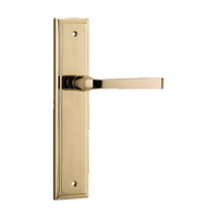 Door Lever Annecy Stepped Latch Polished Brass H237xW50xP65mm in Polished Brass