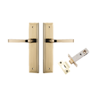 Door Lever Annecy Stepped Latch Polished Brass H240xW50xP65mm Passage Kit Tube Latch Split Cam 'T' Striker Polished Brass Backset 60mm in Polished Brass