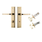 Pair of Iver Annecy lever handles on stepped backplates, featuring sleek, modern design with a polished finish.