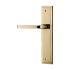 Door Lever Annecy Stepped Latch Left Hand Fixed Polished Brass L117xP66mm BPH237xW50mm in Polished Brass
