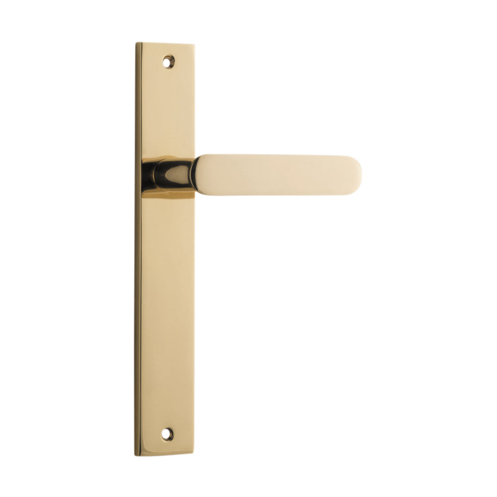 Door Lever Bronte on Long Backplate Polished Brass H240xW38xP56mm in Polished Brass